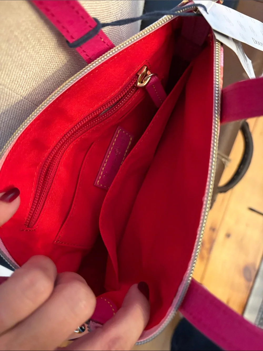 Dooney & Bourke Hot Pink Cupcake Embroidered Satchel